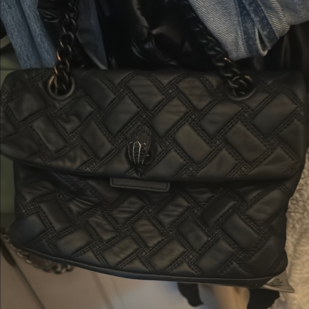 Kurt Geiger Black Quilted Shoulder Bag with Gold Hardware